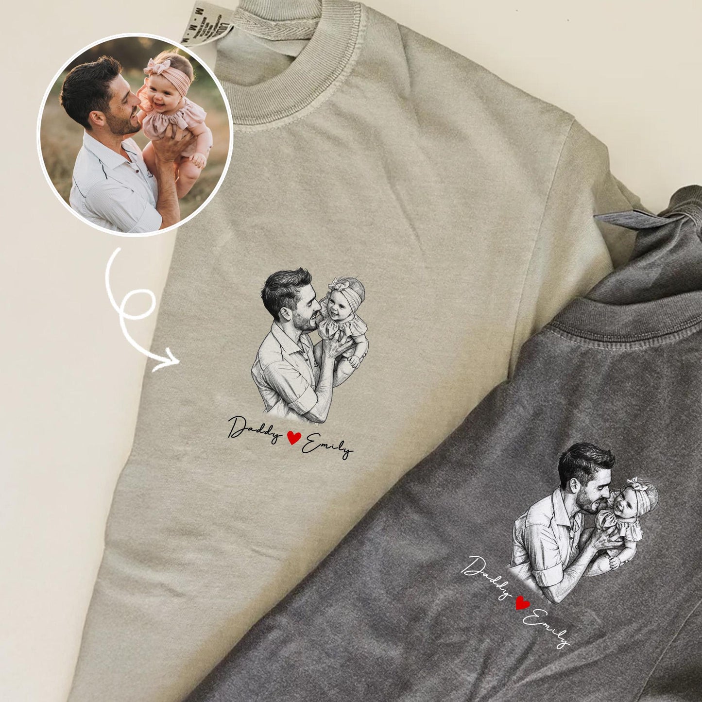 Custom Dad Shirt, Fathers Day Photo Shirt Gifts for Dad, Personalized Dad Portrait Shirt, Gifts for Husband