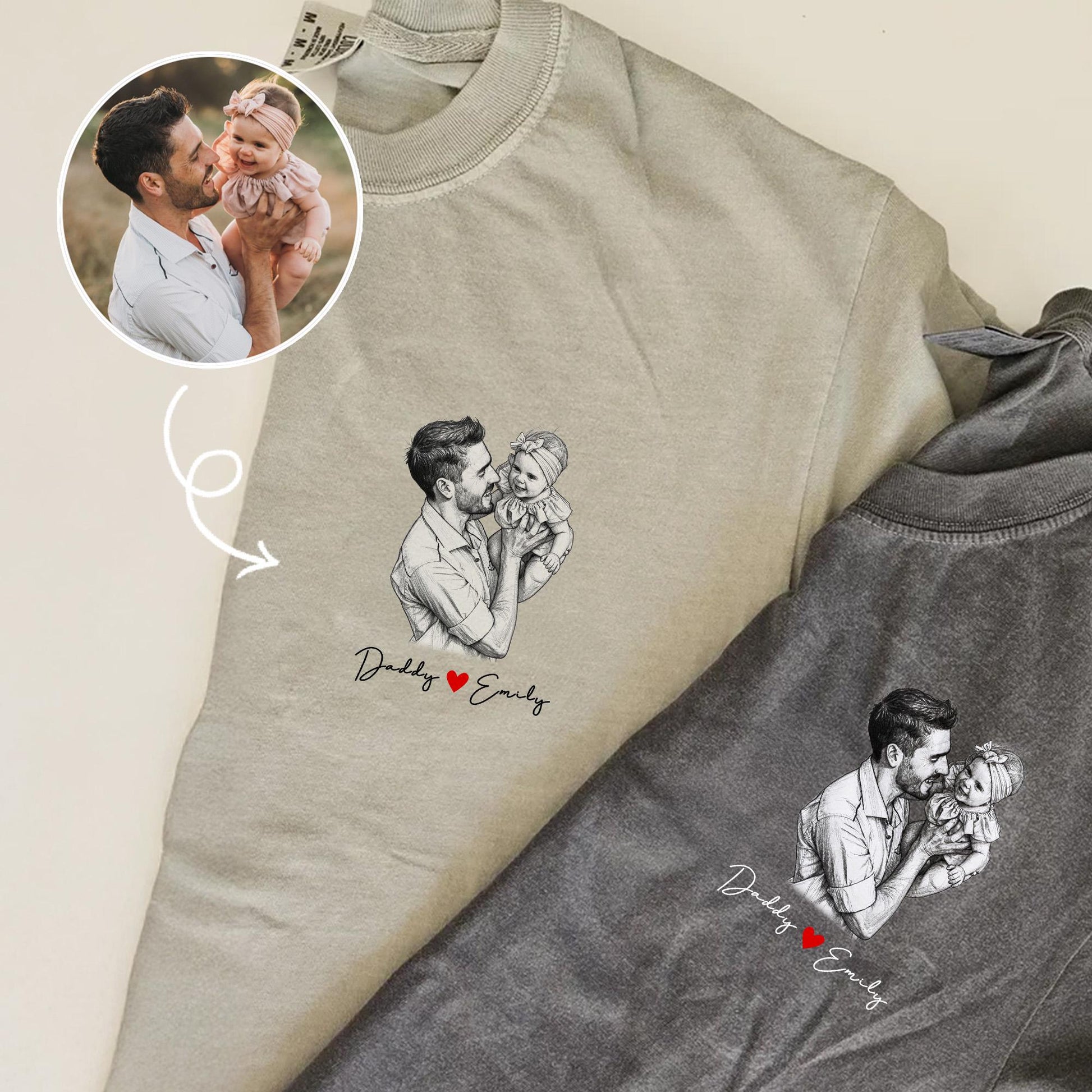 Custom Dad Shirt, Fathers Day Photo Shirt Gifts for Dad, Personalized Dad Portrait Shirt, Gifts for Husband