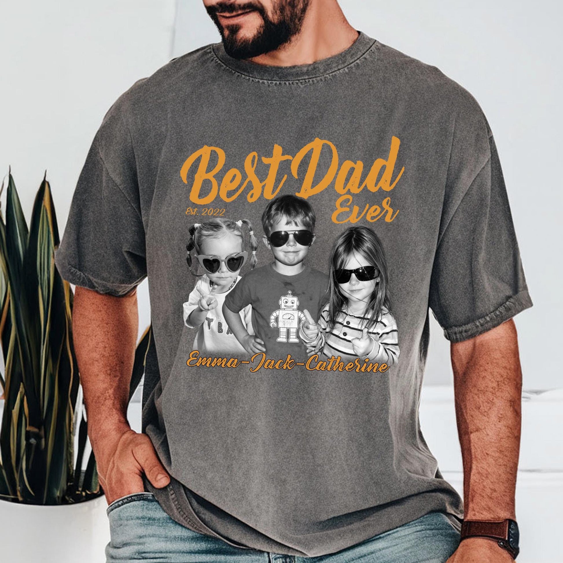 Custom Dad Vintage Photo Shirt, Fathers Day Shirt Gift for Dad, Best Dad Ever Shirt, Dad Birthday Gift from Kids