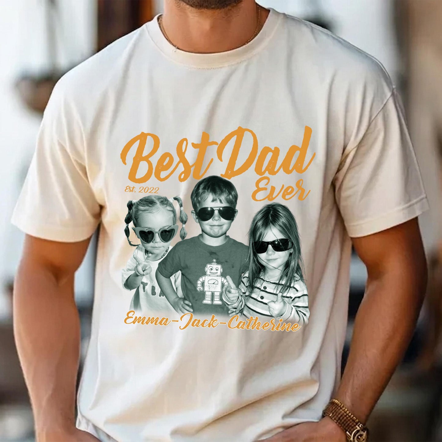 Custom Dad Vintage Photo Shirt, Fathers Day Shirt Gift for Dad, Best Dad Ever Shirt, Dad Birthday Gift from Kids