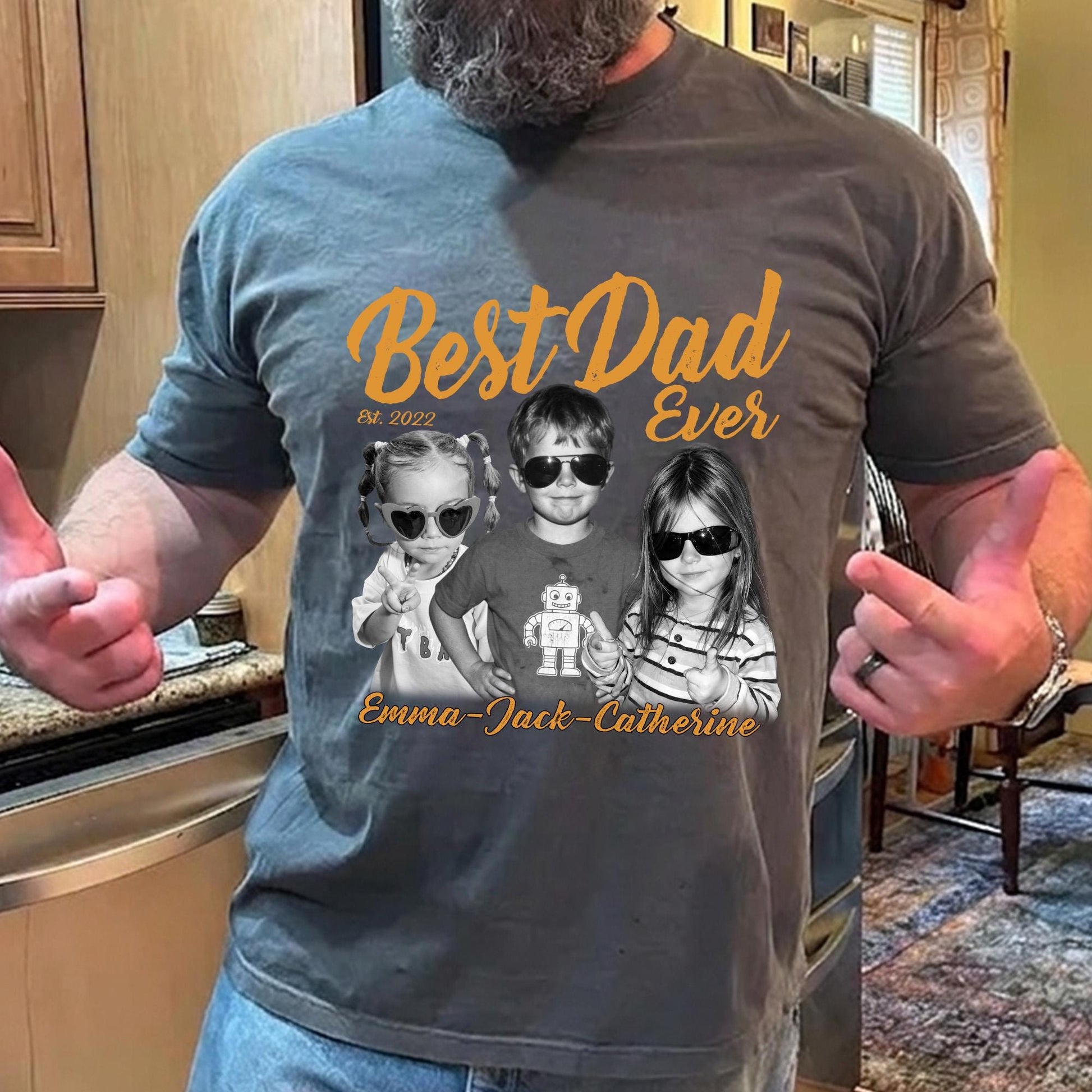 Custom Dad Vintage Photo Shirt, Fathers Day Shirt Gift for Dad, Best Dad Ever Shirt, Dad Birthday Gift from Kids