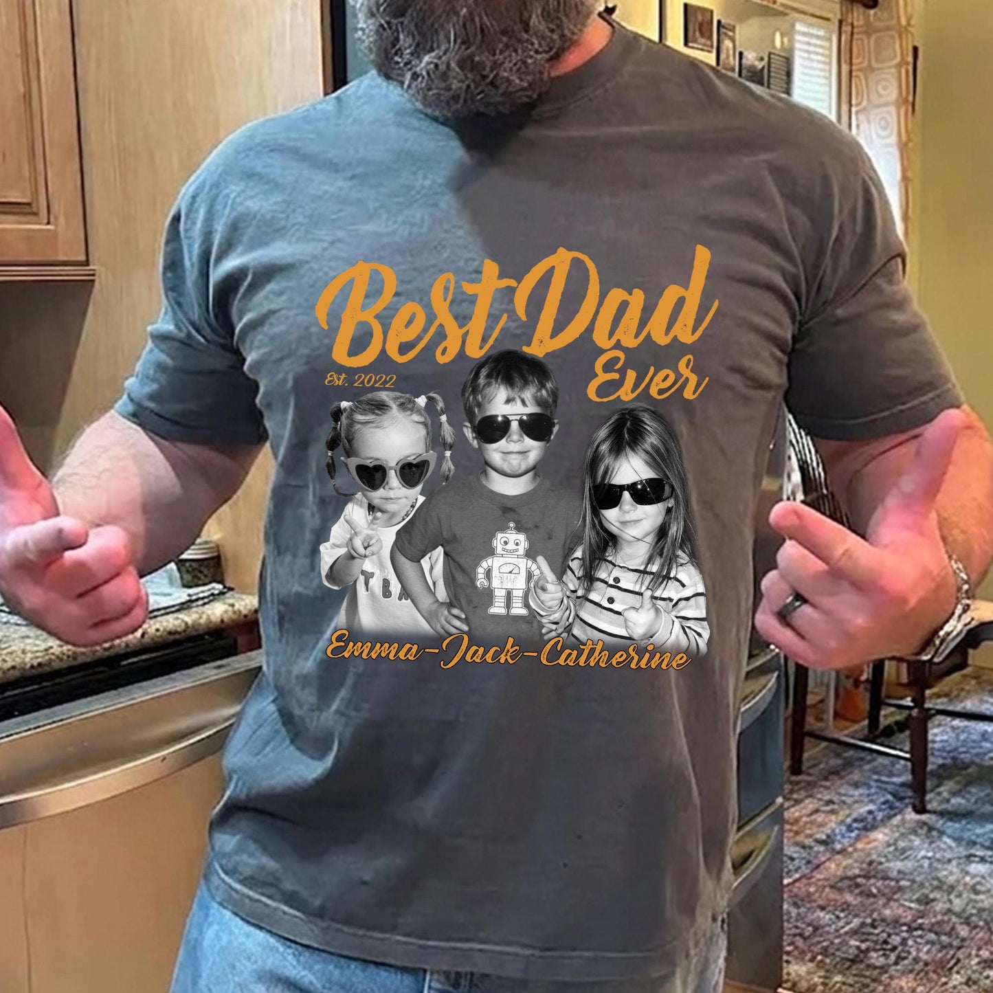 Custom Dad Vintage Photo Shirt: Personalized Fathers Day Shirt Gift for Dad, Best Dad Ever Shirt, Dad Gift With Kids Photo