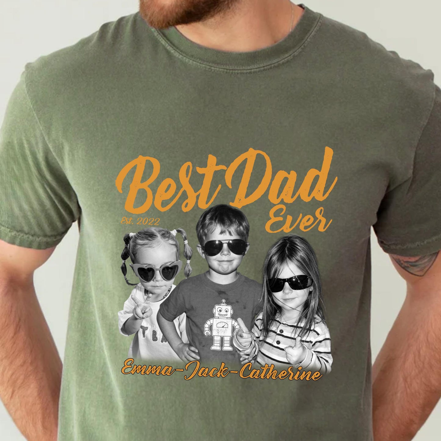 Custom Dad Vintage Photo Shirt, Fathers Day Shirt Gift for Dad, Best Dad Ever Shirt, Dad Birthday Gift from Kids