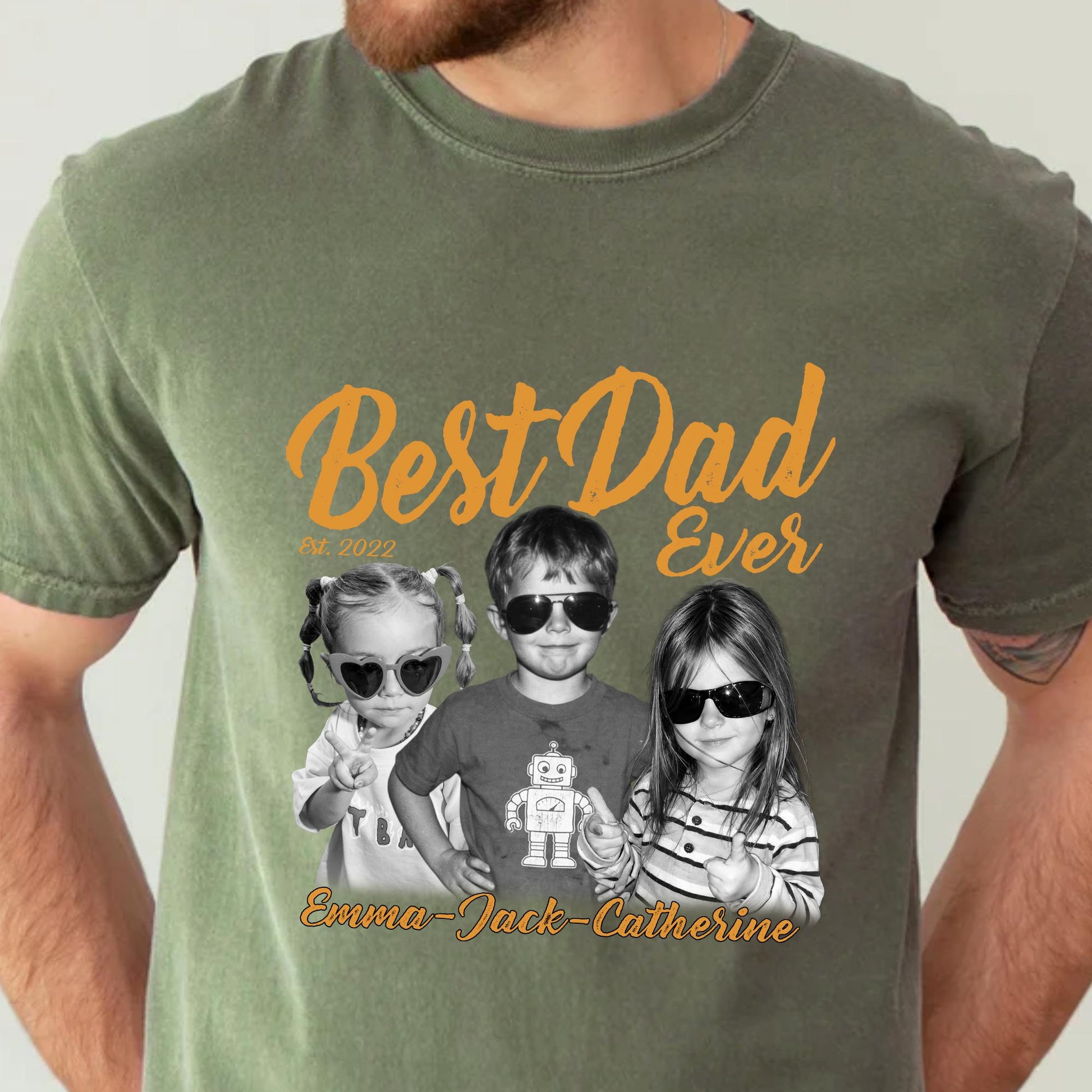 Custom Dad Vintage Photo Shirt: Personalized Fathers Day Shirt Gift for Dad, Best Dad Ever Shirt, Dad Gift With Kids Photo