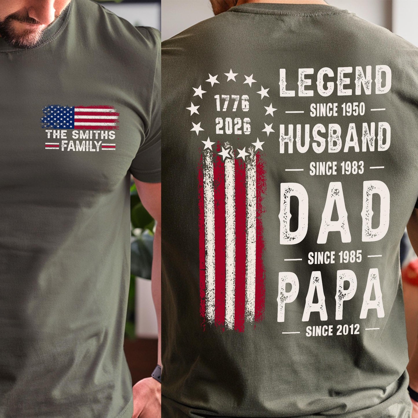 Papa Shirt, USA Flag Shirt for Dad, Legend Husband Dad Papa Gift, Father's Day Gift for Grandpa, 4th of July Gift for Dad America