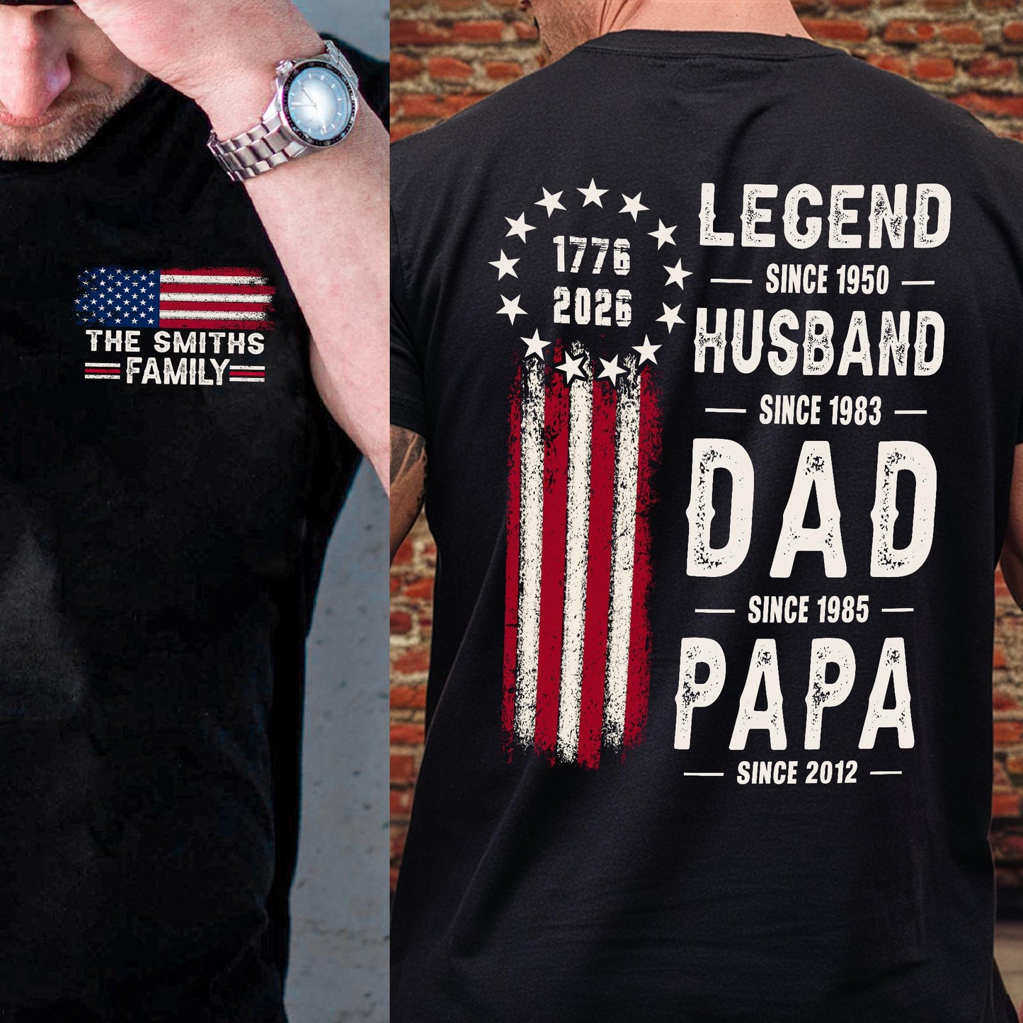 Personalized Legend Husband Dad Papa Shirt, Papa America Shirt, Father's Day Gift for Dad, 4th of July Shirt for Grandpa Father