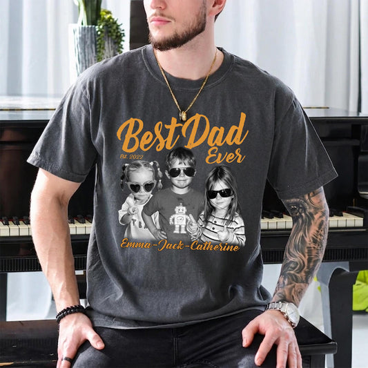 Custom Dad Vintage Photo Shirt, Fathers Day Shirt Gift for Dad, Best Dad Ever Shirt, Dad Birthday Gift from Kids