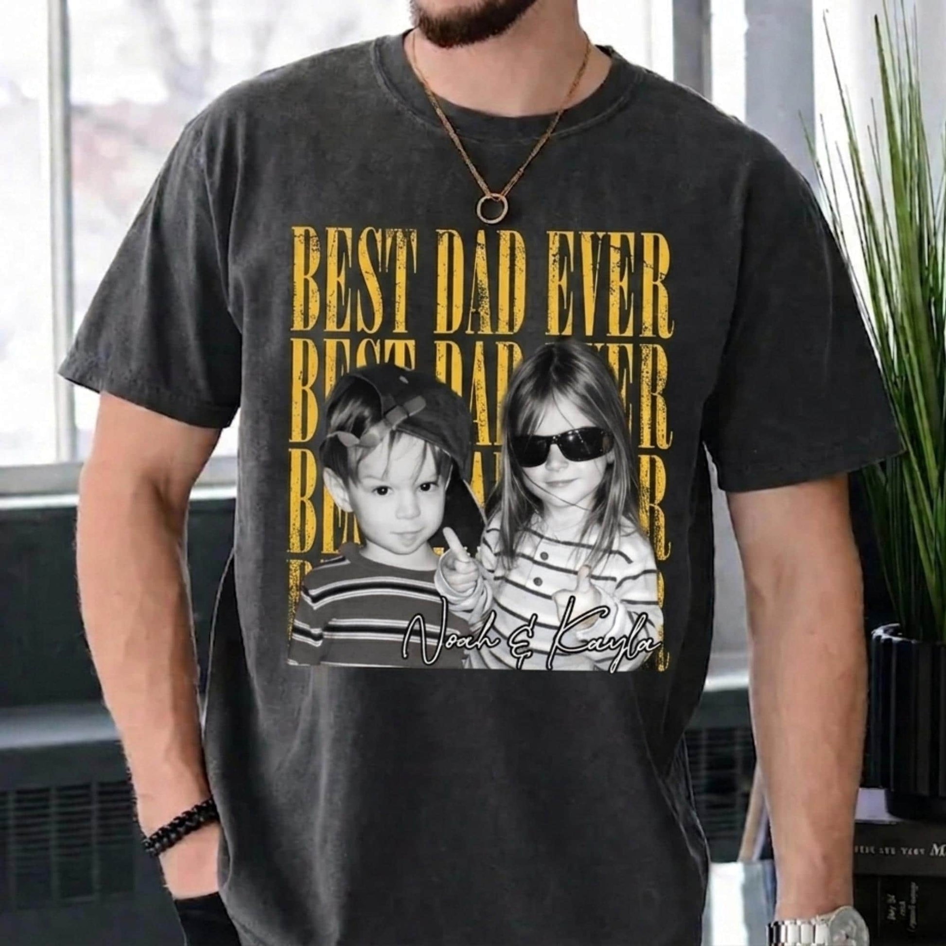 Custom Dad Photo Shirt, Vintage Kids Photo T-Shirt, Father's Day Birthday Gift for Husband