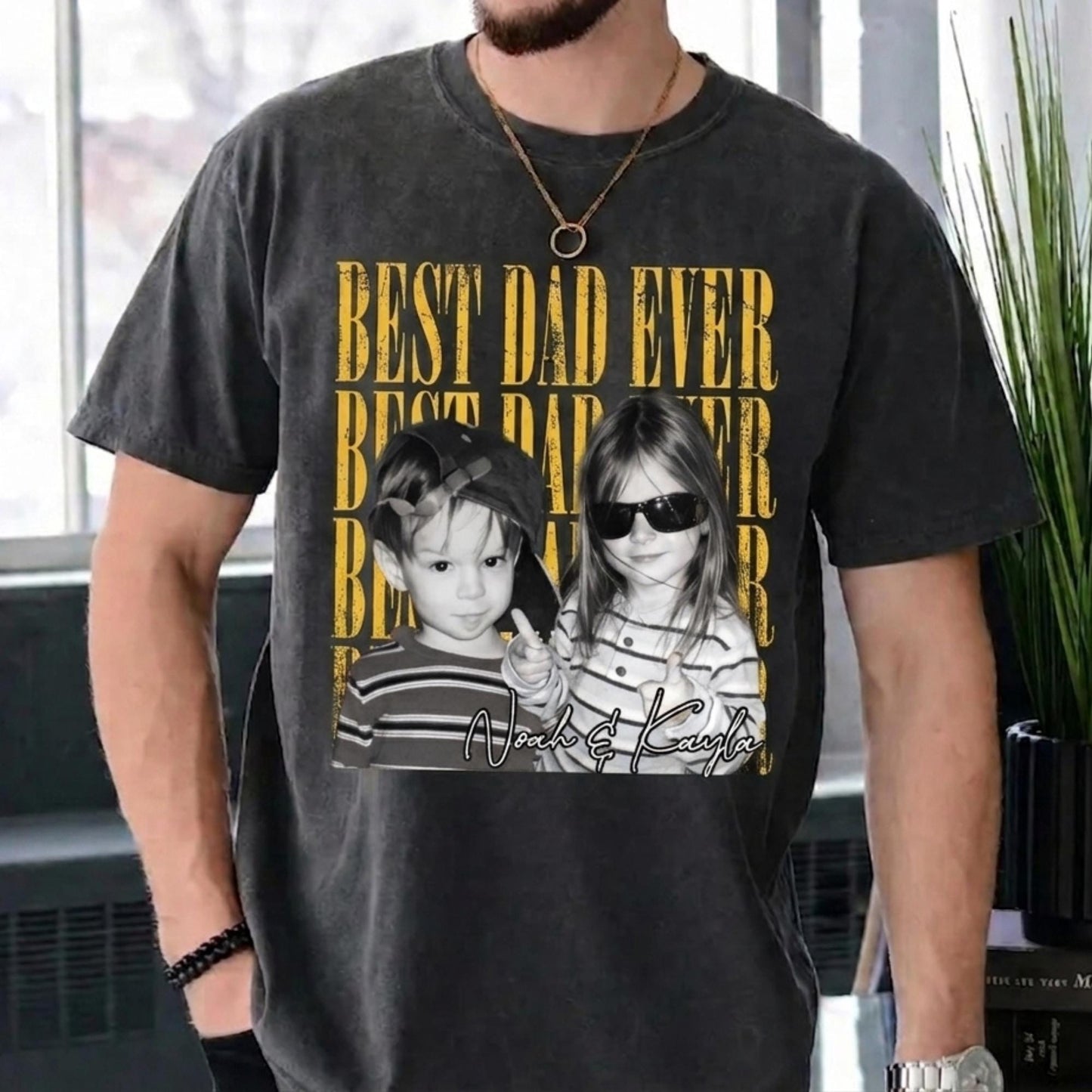 Custom Dad Photo Shirt, Personalized Kids Vintage Photo T-Shirt, Father's Day Gift for Husband, Dad Birthday Gift from Kids