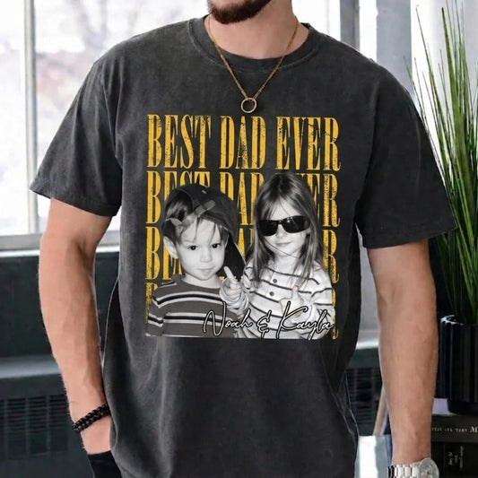Custom Dad Photo Shirt, Personalized Kids Vintage Photo T-Shirt, Father's Day Gift for Husband, Dad Birthday Gift from Kids