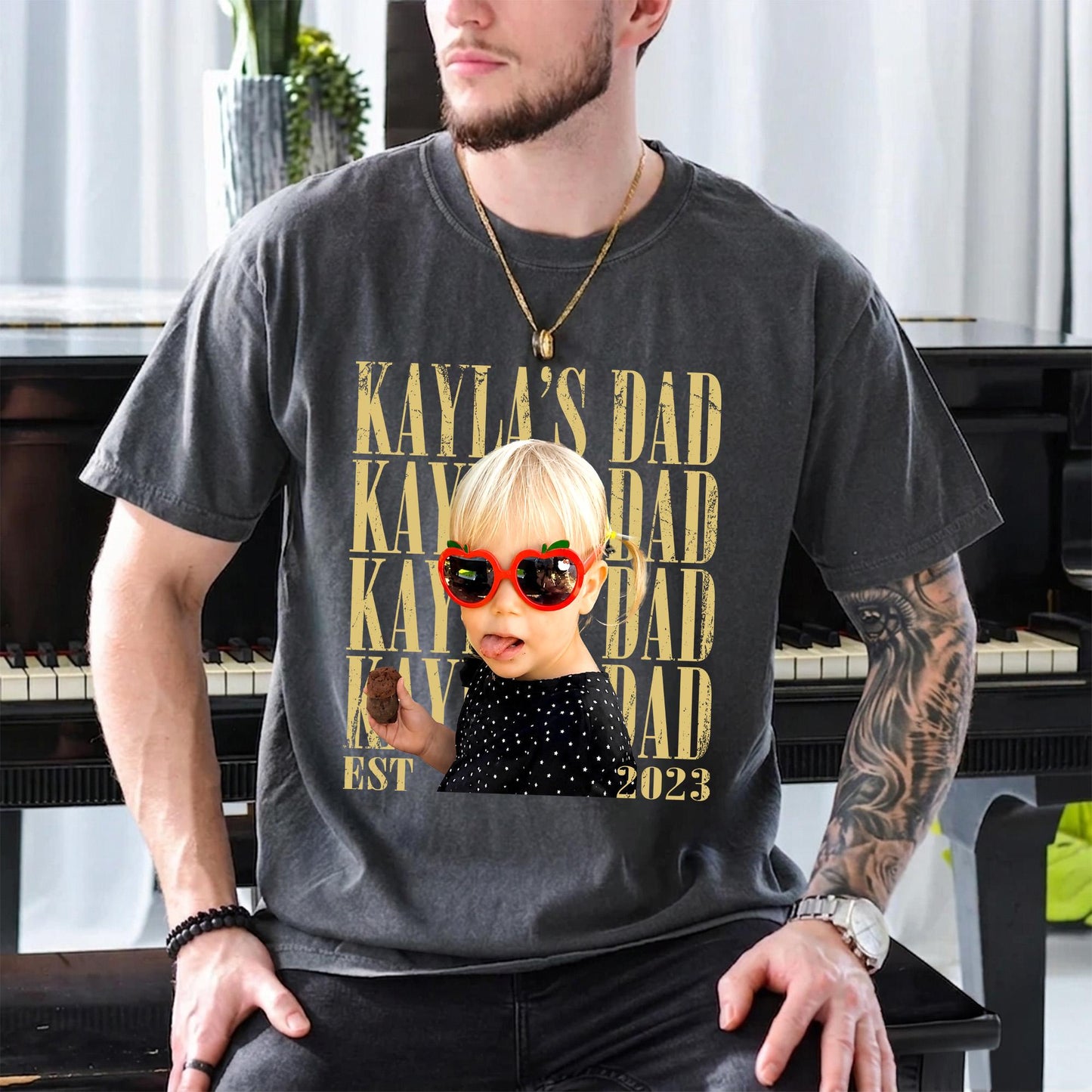 Personalized Vintage Photo Dad Shirt, Custom Kid Photo Shirt for Dad, Father's Day Gift for Husband, Dad Gift From Daughter Son