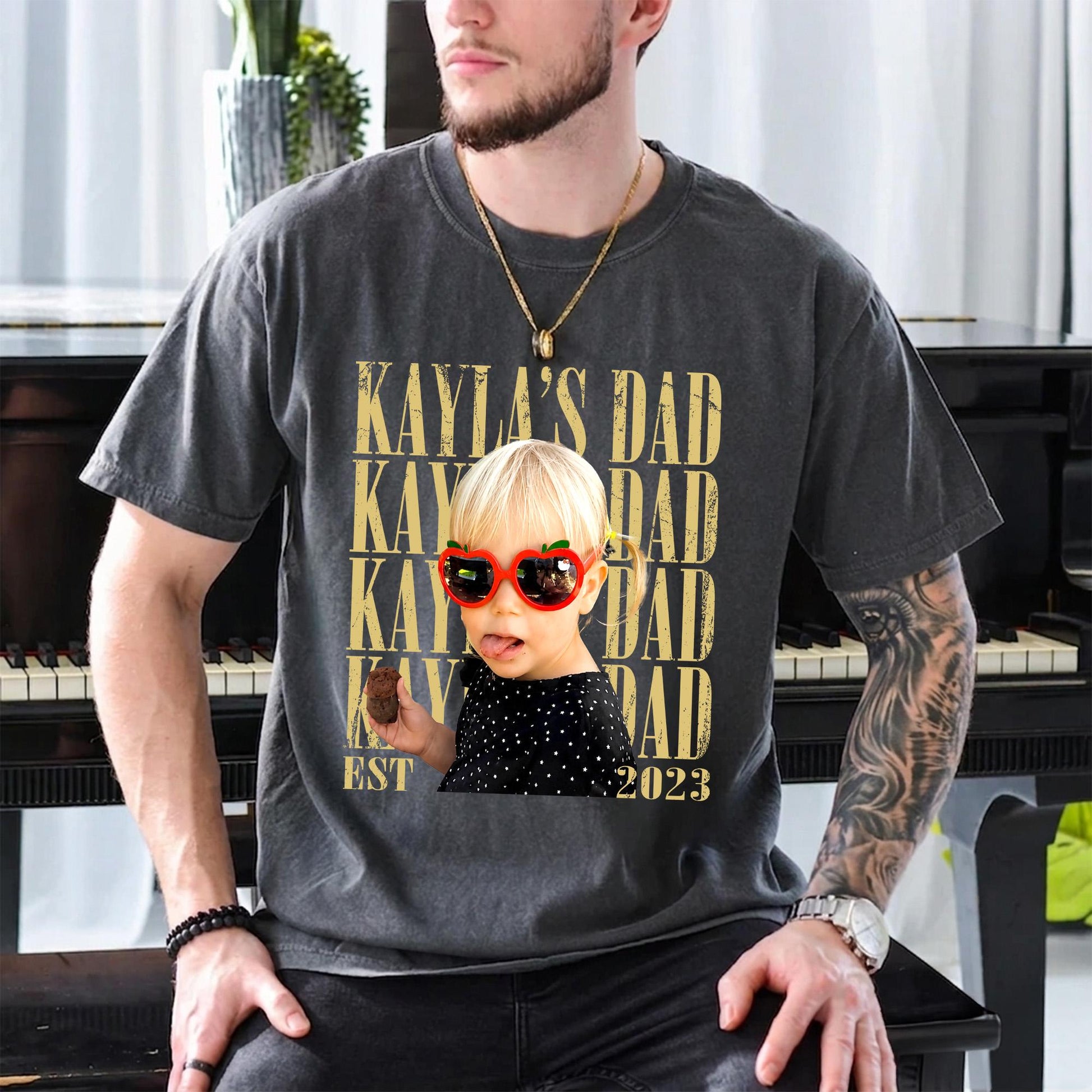 Personalized Vintage Photo Dad Shirt, Custom Kid Photo Shirt for Dad, Father's Day Gift for Husband, Dad Gift From Daughter Son