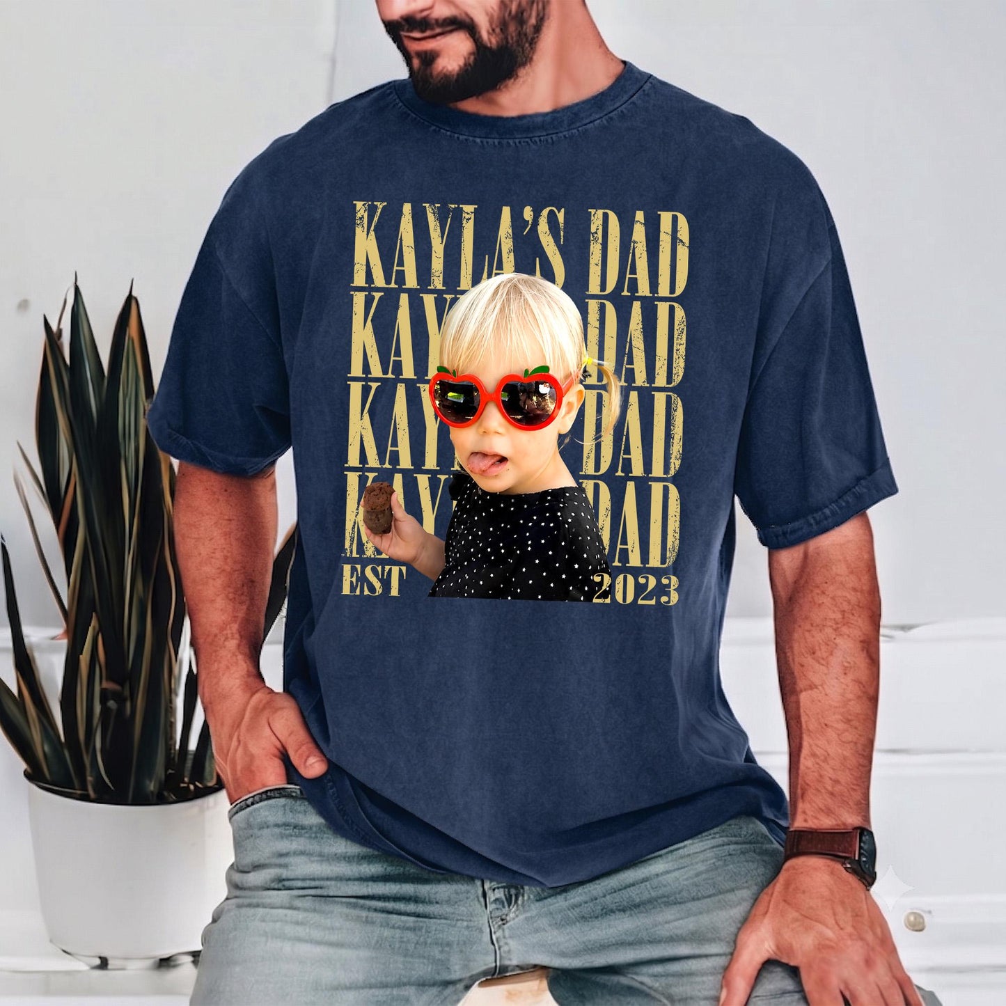 Personalized Vintage Photo Dad Shirt, Custom Kid Photo Shirt for Dad, Father's Day Gift for Husband, Dad Gift From Daughter Son