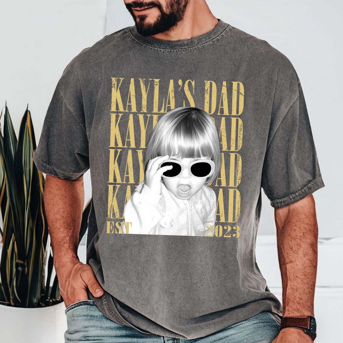 Personalized Vintage Photo Dad Shirt, Custom Kid Photo Shirt for Dad, Father's Day Gift for Husband, Dad Gift From Daughter Son