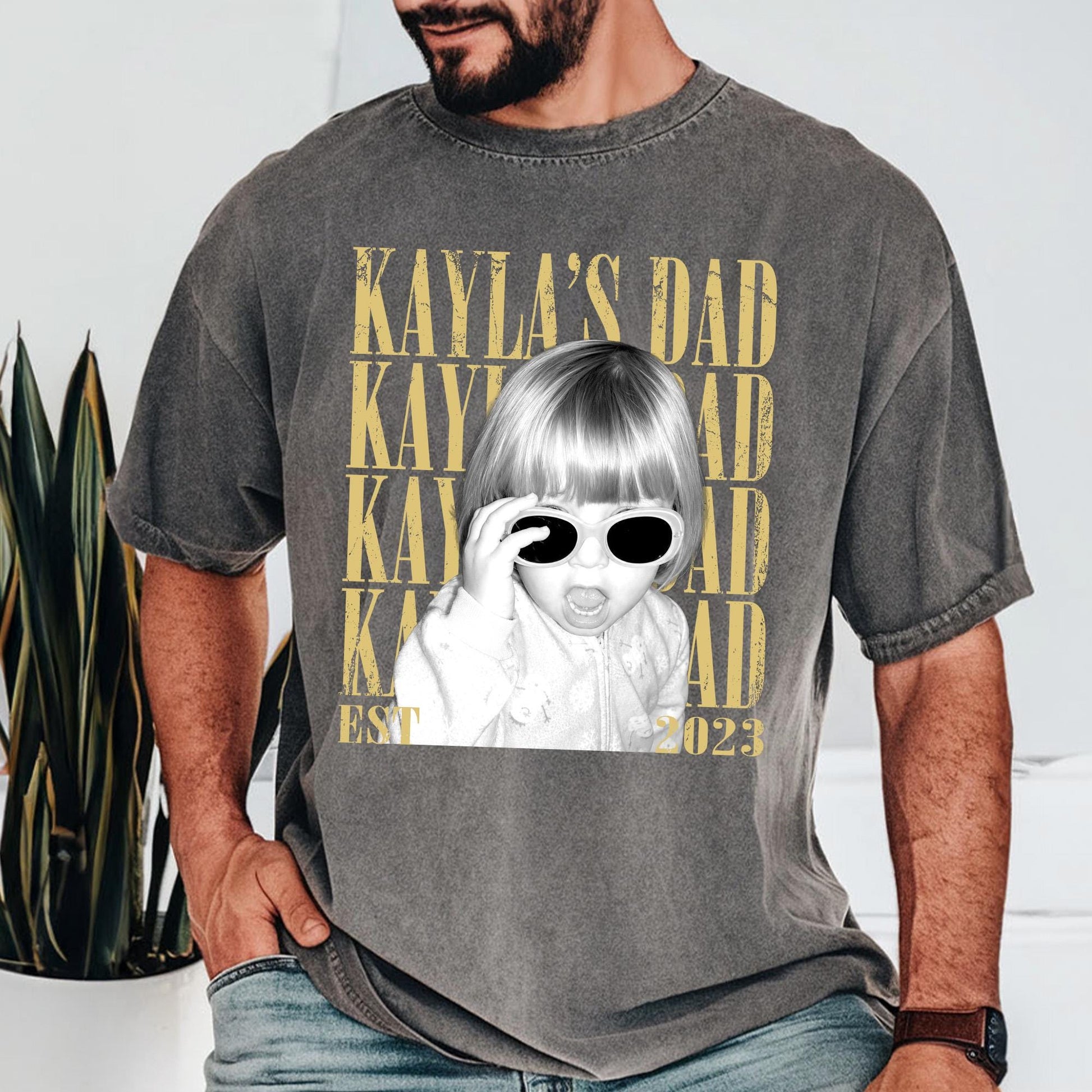 Personalized Vintage Photo Dad Shirt, Custom Kid Photo Shirt for Dad, Father's Day Gift for Husband, Dad Gift From Daughter Son
