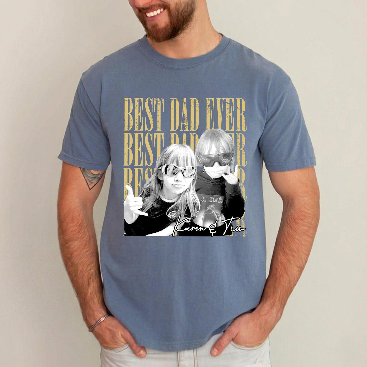 Custom Vintage Dad Photo Shirt, Fathers Day Shirt With Kids Photo, Best Dad Ever Shirt, Birthday Gift for Husband