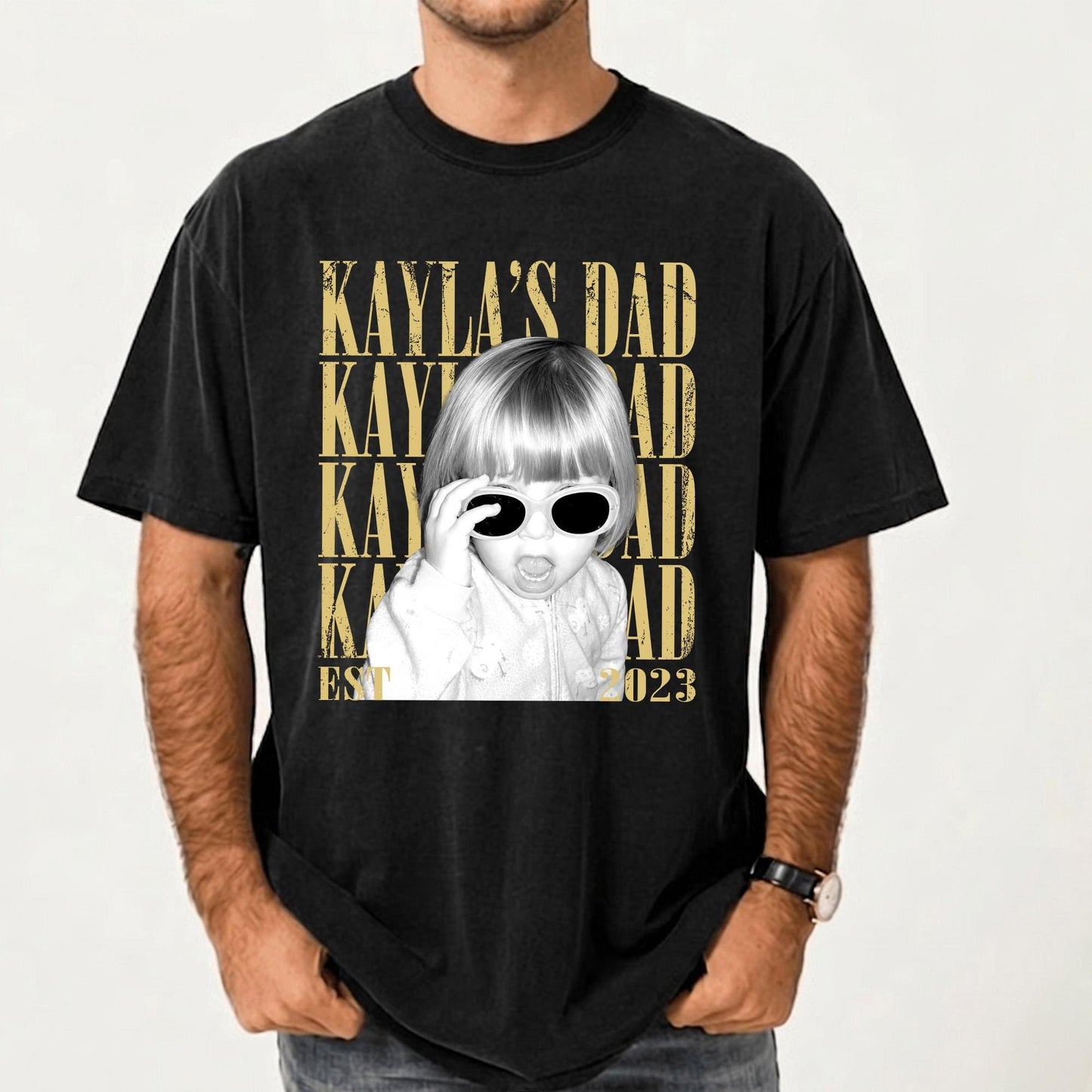 Personalized Vintage Photo Dad Shirt, Custom Kid Photo Shirt for Dad, Father's Day Gift for Husband, Dad Gift From Daughter Son